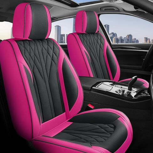 Car Seat Covers Full Set Cover Car Seat Cushion Waterproof Luxury Auto Seat Covers Seat Cover Car Seat Protector Fit for Most Cars (Hot Pink-Black) in Saudi Arabia