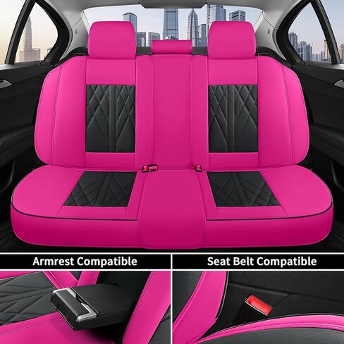 Car Seat Covers Full Set Cover Car Seat Cushion Waterproof Luxury Auto Seat Covers Seat Cover Car Seat Protector Fit for Most Cars (Hot Pink-Black) in Saudi Arabia