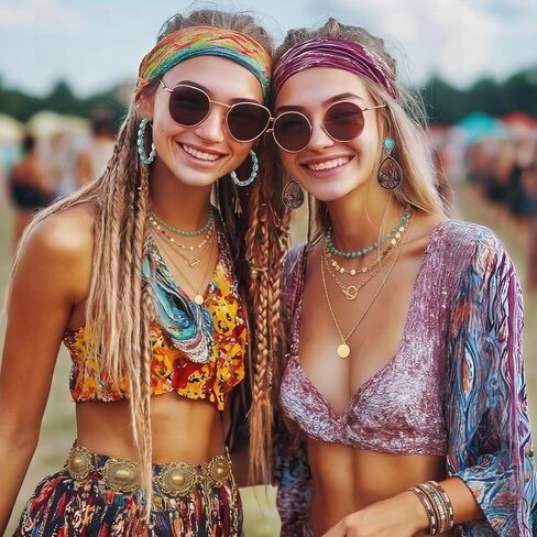 JATEBI 5 Pcs Western Bohemian Layered Jewelry Turquoise Set Included Layered Gold Necklaces Wristband Earring Dangler Waist Chain Country Concert Beach Fashion Jewelry in Kuwait