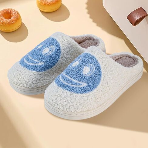 Cute Smile Face Kids' Plush Happy Face Slippers - Non-Slip, Warm, Indoor/Outdoor in Saudi Arabia