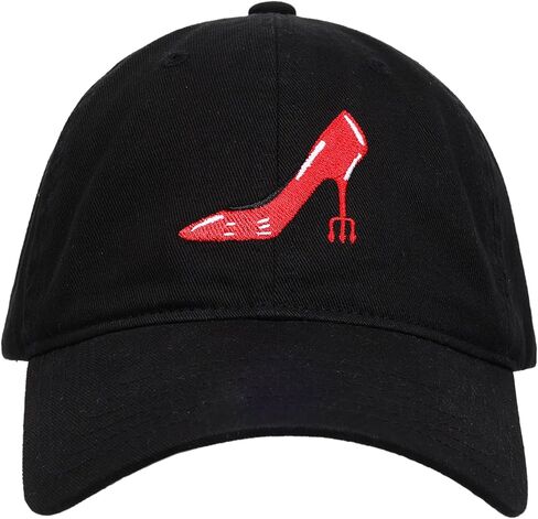 The Devil Wears Prada Baseball Cap, Embroidered Red Stiletto Pitchfork Logo Cap, Adjustable Strapback, Curved Brim Dad Hat, Black in Saudi Arabia
