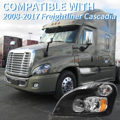 aostirmotor LED Headlights Assembly Compatible with 2008-2017 Freightliner Cascadia, Black Housing Driver side in Kuwait