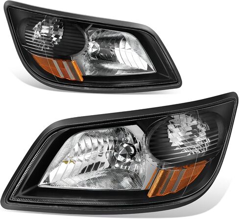 Auto Dynasty Headlights Assembly Compatible with 2006-2019 Hino 145 165 185 258 268 338 258ALP 258LP 268A 338CT, Driver and Passenger Side Halogen Headlamps, 9HI94602501 9HI94602502, Black/Amber in Saudi Arabia