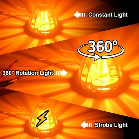 2PCS Amber Watermelon Lights 360 Degree Rotation Roof Clearance Strobe Lamps, 30 LEDs Side Marker Turn Signals For Semi Trucks Trailers in Kuwait