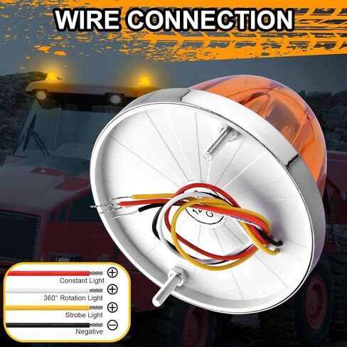 2PCS Amber Watermelon Lights 360 Degree Rotation Roof Clearance Strobe Lamps, 30 LEDs Side Marker Turn Signals For Semi Trucks Trailers in Kuwait