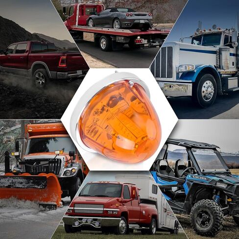 2PCS Amber Watermelon Lights 360 Degree Rotation Roof Clearance Strobe Lamps, 30 LEDs Side Marker Turn Signals For Semi Trucks Trailers in Kuwait