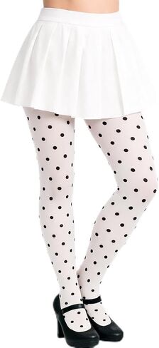 ENVY BODY SHOP Women's Opaque Sheer Polka Dot Control Top Pantyhose Tights, Dot Pattern, Stretch Comfort Fit in Kuwait