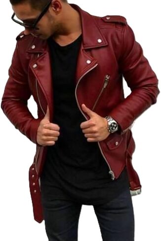 Leather Jacket Men - Real Lambskin Cafe Racer Black Biker Style Casual Leather Jackets For Mens in Saudi Arabia