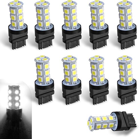 Shakas 10 PCS 3156/3157 LED Tail Lights, 5050-18SMD DC12V 6500K Reversing Lights Turn Signals Brake Lights, 360 Degree Lighting Replacement Parts, Suitable for Most Car Models (White) in Kuwait