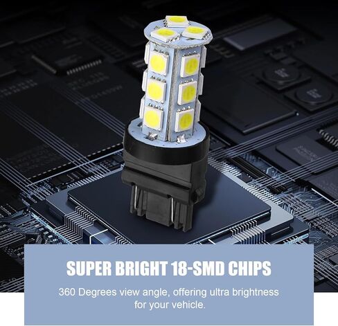 Shakas 10 PCS 3156/3157 LED Tail Lights, 5050-18SMD DC12V 6500K Reversing Lights Turn Signals Brake Lights, 360 Degree Lighting Replacement Parts, Suitable for Most Car Models (White) in Kuwait