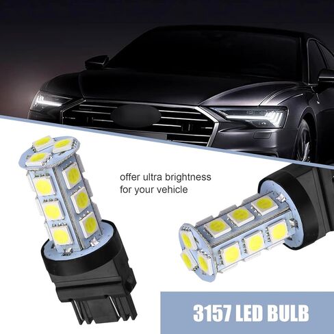 Shakas 10 PCS 3156/3157 LED Tail Lights, 5050-18SMD DC12V 6500K Reversing Lights Turn Signals Brake Lights, 360 Degree Lighting Replacement Parts, Suitable for Most Car Models (White) in Kuwait