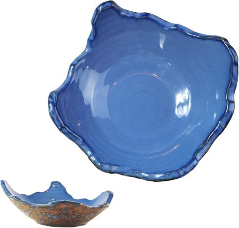 8" Ceramic Decorative Bowl，Irregular Rim Reactive Glaze Key Bowl For Entryway Table，Handcrafted Purse Catch All Bowls，Japanese Style Fruit Bowls For Tabletop or Home Decor in Saudi Arabia
