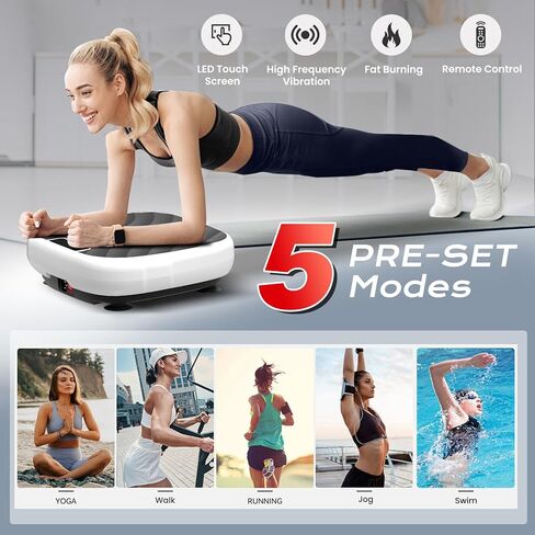 Vibration Plate Exercise Machine, 99 Speed Levels Mini Whole Body Workout Waver Vibration Plate for Lymphatic Drainage with 5 Setting Modes for Shaping, Weight Loss, Toning - Black in Saudi Arabia