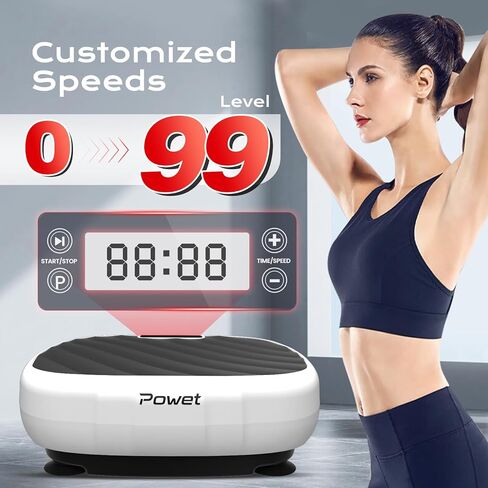 Vibration Plate Exercise Machine, 99 Speed Levels Mini Whole Body Workout Waver Vibration Plate for Lymphatic Drainage with 5 Setting Modes for Shaping, Weight Loss, Toning - Black in Saudi Arabia