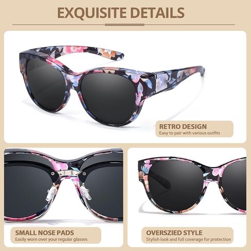 FIMILU 2 حزم من النظارات الشمسية المستقطبة تناسب النظارات للنساء، نظارات شمسية مستديرة حماية من الأشعة فوق البنفسجية 400 للقيادة والخارجية in Kuwait