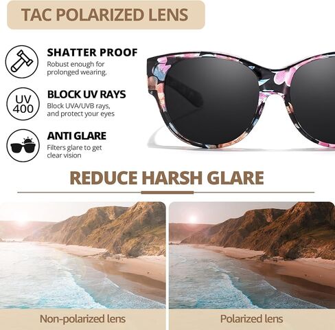 FIMILU 2 حزم من النظارات الشمسية المستقطبة تناسب النظارات للنساء، نظارات شمسية مستديرة حماية من الأشعة فوق البنفسجية 400 للقيادة والخارجية in Kuwait