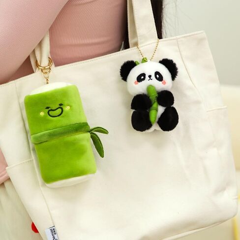 Plush Panda in Bamboo Tube Keychain, Soft Stuffed Animal Pendant with Zipper Container, Portable Design for Attaching to Bags in Saudi Arabia