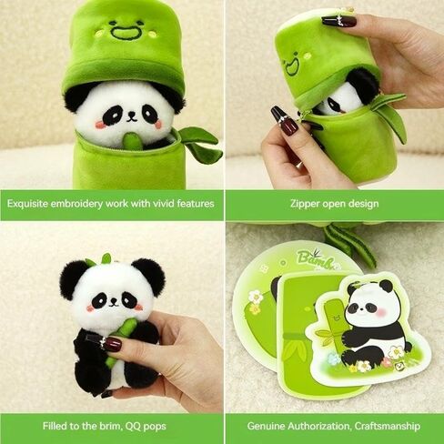 Plush Panda in Bamboo Tube Keychain, Soft Stuffed Animal Pendant with Zipper Container, Portable Design for Attaching to Bags in Saudi Arabia