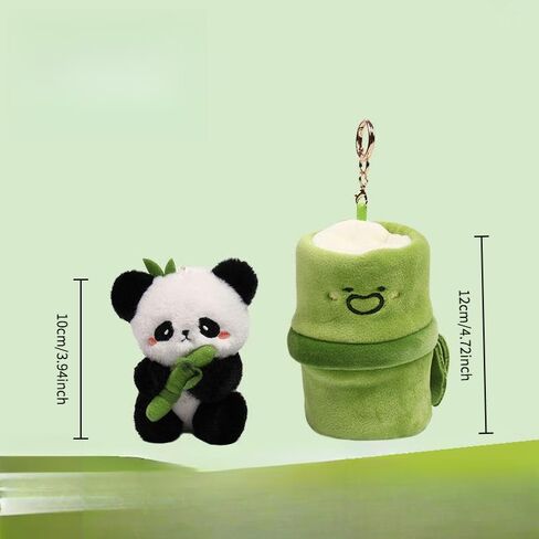 Plush Panda in Bamboo Tube Keychain, Soft Stuffed Animal Pendant with Zipper Container, Portable Design for Attaching to Bags in Saudi Arabia