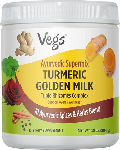 Turmeric Latte Golden Milk - Ayurvedic Super Spice Mix Golden Milk with Turmeric, Ginger, Rose Petals, Cinnamon, Ashwagandha- 20X Better Absorption & Bioavailability - Vegan, Non-GMO 10 Oz in Saudi Arabia