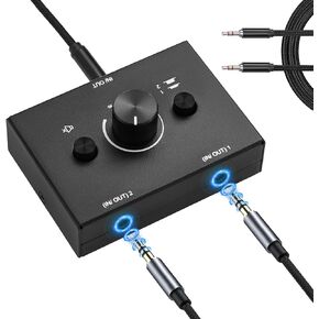 3.5mm Stereo Audio Switch Audio Switcher Passive Speaker Headphone Manual Selector Splitter Box Audio Sharing