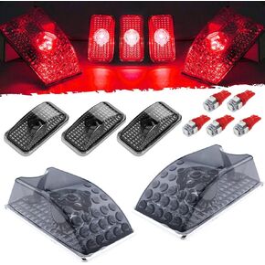 5pcs Cab Marker Roof Top Running Marker Lights 264160AM 264160BK Front Rear Smoked Lens Crystal Chrome Base + T10 194 168 W5W 2825 Ice Blue LED Bulbs Compatible with Hummer H2 SUV SUT 2003-2009