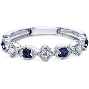 Kobelli Alternating Sapphire and Diamond White Gold Ring