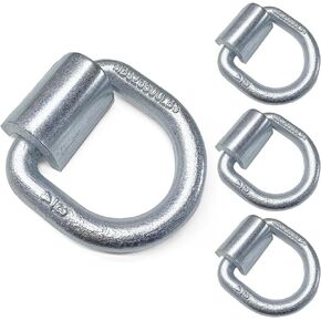 Weld-On D Rings 3/4" Heavy Duty D Rings 4 Pack, Forged Steel D Ring with Welding Clip, MBS 26,500 lbs, Trailer Tie Down Rings Anchor for Flatbed Trucks, Trailers, Cargo, RV, ATV, Farm, Garages, Dock