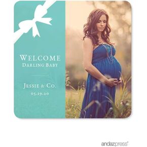 Andaz Press Baby & Co. Baby Shower Collection, Hanging Pennant Party Banner with String, Cards & Gifts, 5-Feet, 1-Set, Decor Paper Decorations