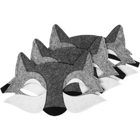 NUOBESTY Wolf, animal masks wolf Felt Half Animal Masquerade Masks Cosplay Props for Costume Accessory Halloween Christmas Decorations Party Supplies halloween masks 3Pcs plastic felt half face