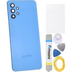 Awesome Blue Plastic Back Cover Replacement for Samsung Galaxy A32 5G SM-A326B with Rear Camera's Frame and Glass Pre Cut Adhesive and Tool Kit