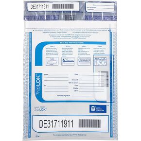 ControlTek TripLok مقاس 9 × 12 بوصة، شفاف مع جيب، 50 كيسًا، أكياس إيداع واضحة للتعامل مع النقود والأشياء الثمينة، حبر حساس للرطوبة والحرارة والبارد، إيصال تمزيق + رموز شريطية كبيرة 585030