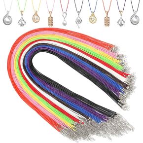 100 Pcs 24 Inch Waxed Leather Necklace Cord Bulk with Clasp 10 Colors String Chain Necklace Rope 2 mm Colorful String Bracelet for Beads Pendant Crystal Charms DIY Jewelry Making Supplies