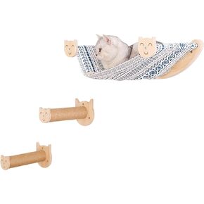 Cat Furniture, Cat Wall Perch, with 2 Cat Step 2 Fabrics for Hammock - Cat Bed Wall Mounted - Cat Shelves and Perches for Wall - Climbing for Cats