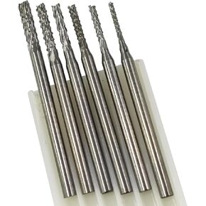 6 Pcs Cone Shape Aluminum Cutting Burr - 3/32'' Shank Micro Engraving Bits Tungsten Carbide File for Rotary Tools Includes Dremel