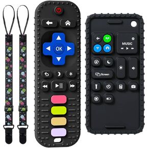 TIEDXIOY【BPA Free,CPC-Certified】 2 Pack Silicone Remote Control and Game Controller Teething Toys for Baby 3-12 Months, Silicone Chew Toys Baby Teether Toys for Toddlers, Boys, Girls, Baby's Gift