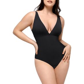 Shapewear Bodysuits for Women Deep V Neck Tummy Control Shapewear Thong Body Suits Mesh Bodysuit Tops