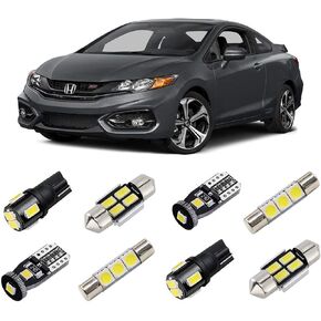 White Interior LED Lights Kit for Honda Civic Sedan/Coupe 2012 2013 2014 2015 Super Bright 6000K Interior LED Light Bulbs Package + License Plate Lights and Install Tool