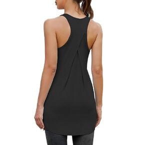 Bestisun Women Workout Athletic Yoga Tops Loose Fit Racerback Long Tank Tops for Women