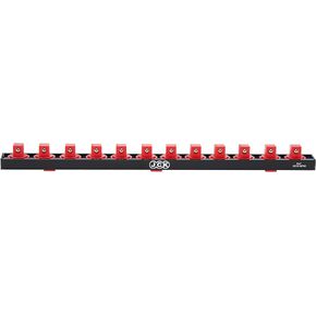 JCK Professional Quality Aluminum Single Rail Socket Organizer (Line-strip Series) with 360 Degree Rotary Studs Black & Orange & Blue for Metric/Imperial 3/8" Sockets Storage