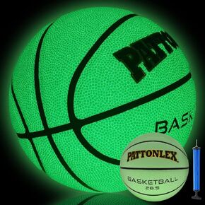 Glow in The Dark Basketball Glowing Leather Green Basketballs Indoor Outdoor Official Size 7/29.5 6/28.5 5/27.5 for Youth Men Women Boys and Girls