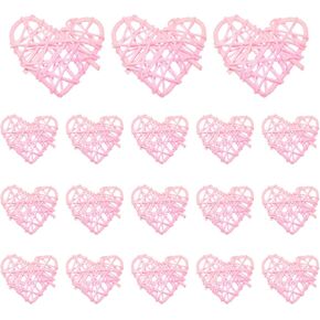 18 قطعة من الكرات الزخرفية الوردية مقاس 6 سم، كرات الخوص الروطان، كرات الروطان لعيد الحب، كرات الخوص الطبيعية على شكل قلب أو كرات الزفاف DIY الحرفية لديكور المنزل، حشوات المزهرية in Kuwait