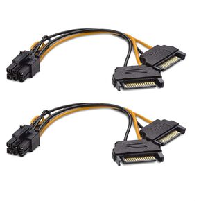 Cable Matters 2-Pack 6 Pin PCIe to Dual SATA Power Cable 4 Inches, 2X SATA to 6 Pin PCIe