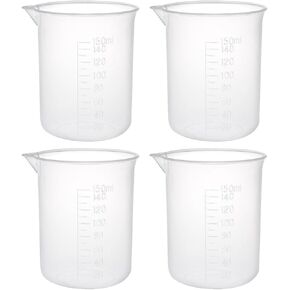 uxcell Measuring Cup 150ml PP Plastic Graduated Beaker Transparent for Lab Kitchen liquids 4pcs