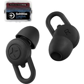 Comfort Earplugs for Sleep, Noise Reduction, Super Soft Silicone, Reusable Hearing Protection, Noise Sensitivity Ear Plugs XXS/XS/S/M/L 27dB Noise Isolation (Black)