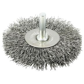 Weiler 17979 3" Stem-Mounted Crimped Wire Radial Wheel, 014" Stainless Steel Fill, 1/4" Stem, Made in The USA (Pack of 10)