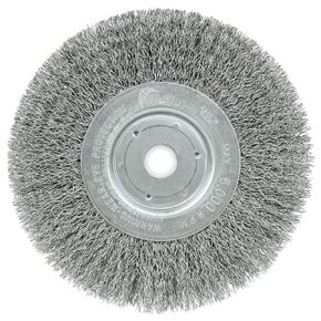Weiler 01035 6" Narrow Face Crimped Wire Wheel, .006" Steel Fill, 5/8"-1/2" Arbor Hole, Made in the USA