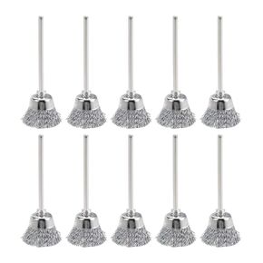 uxcell Mini Wire Cup Brush Crimped Steel 20 X 9mm with 2.35mm Shank 10 Pcs