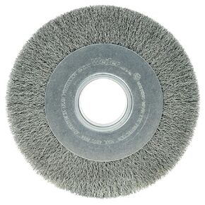 Weiler 03590 8" Wide Face Crimped Wire Wheel, 0118" Stainless Steel Fill, 2" Arbor Hole, Made in The USA
