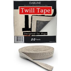 DABLINE Long Twill Tape Roll - 1.5" Wide and 50 Yards Long - Designed for Rug Tufting and Edge Binding, Herringbone Poly Cotton Twill Tape